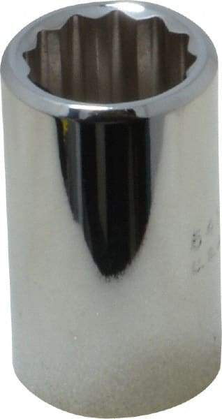 Proto - 1/2" Drive, Standard Hand Socket - 12 Points, 1-1/2" OAL, Chrome Finish - USA Tool & Supply