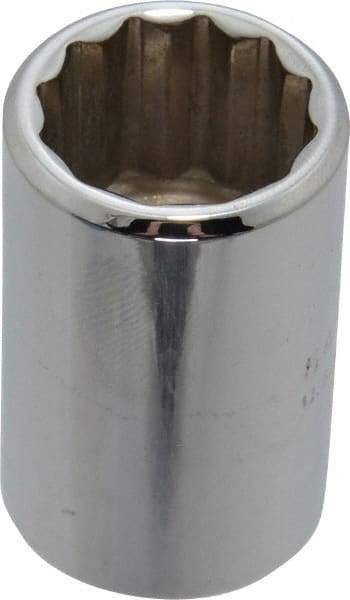 Proto - 1/2" Drive, Standard Hand Socket - 12 Points, 1-1/2" OAL, Chrome Finish - USA Tool & Supply