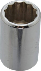 Proto - 1/2" Drive, Standard Hand Socket - 12 Points, 1-1/2" OAL, Chrome Finish - USA Tool & Supply