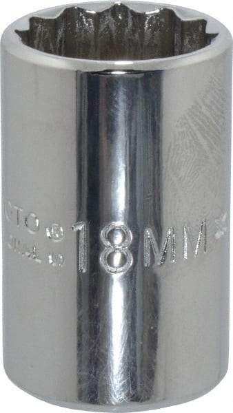 Proto - 1/2" Drive, Standard Hand Socket - 12 Points, 1-1/2" OAL, Chrome Finish - USA Tool & Supply