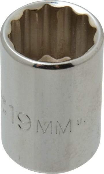 Proto - 1/2" Drive, Standard Hand Socket - 12 Points, 1-1/2" OAL, Chrome Finish - USA Tool & Supply