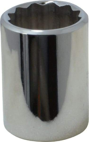 Proto - 1/2" Drive, Standard Hand Socket - 12 Points, 1-1/2" OAL, Chrome Vanadium, Chrome Finish - USA Tool & Supply