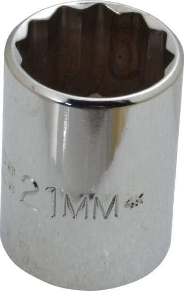 Proto - 1/2" Drive, Standard Hand Socket - 12 Points, 1-7/16" OAL, Chrome Finish - USA Tool & Supply