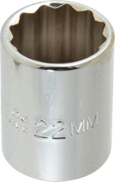 Proto - 1/2" Drive, Standard Hand Socket - 12 Points, 1-17/32" OAL, Chrome Finish - USA Tool & Supply