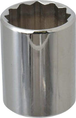 Proto - 1/2" Drive, Standard Hand Socket - 12 Points, 1-17/32" OAL, Chrome Finish - USA Tool & Supply