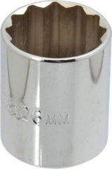 Proto - 1/2" Drive, Standard Hand Socket - 12 Points, 1-17/32" OAL, Chrome Finish - USA Tool & Supply