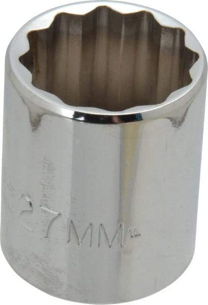 Proto - 1/2" Drive, Standard Hand Socket - 12 Points, 1-17/32" OAL, Chrome Finish - USA Tool & Supply