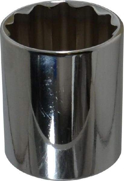 Proto - 1/2" Drive, Standard Hand Socket - 12 Points, 1-25/32" OAL, Chrome Finish - USA Tool & Supply