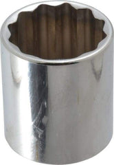 Proto - 1/2" Drive, Standard Hand Socket - 12 Points, 1-25/32" OAL, Chrome Finish - USA Tool & Supply