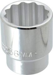 Proto - 1/2" Drive, Standard Hand Socket - 12 Points, 2-1/4" OAL, Chrome Finish - USA Tool & Supply