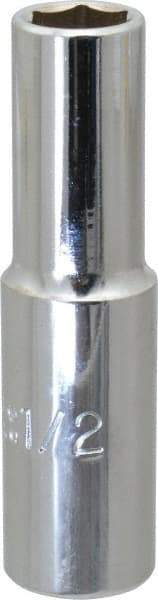 Proto - 1/2", 1/2" Drive, Deep Hand Socket - 6 Points, 3-1/4" OAL, Chrome Finish - USA Tool & Supply