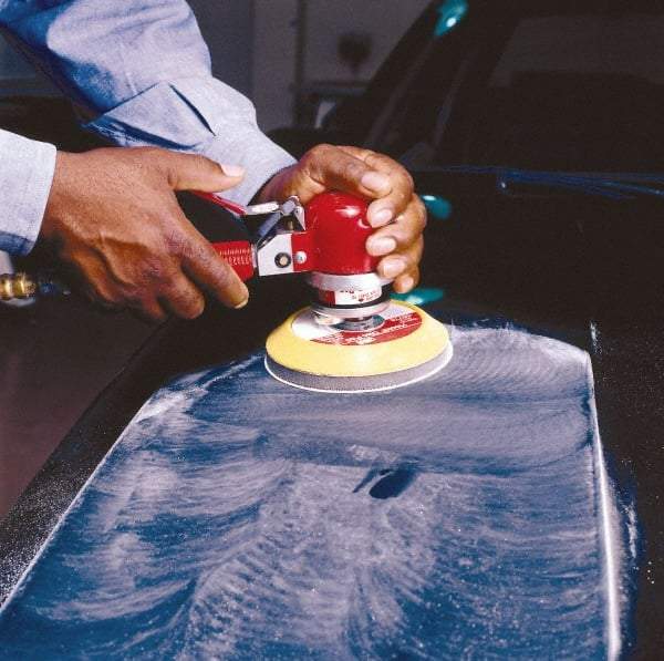 3M - 5" Diam, 120 Grit Ceramic Adhesive PSA Disc - Fine Grade, Red, F Weighted Backing, Flexible, Use with Random Orbital Sanders - USA Tool & Supply