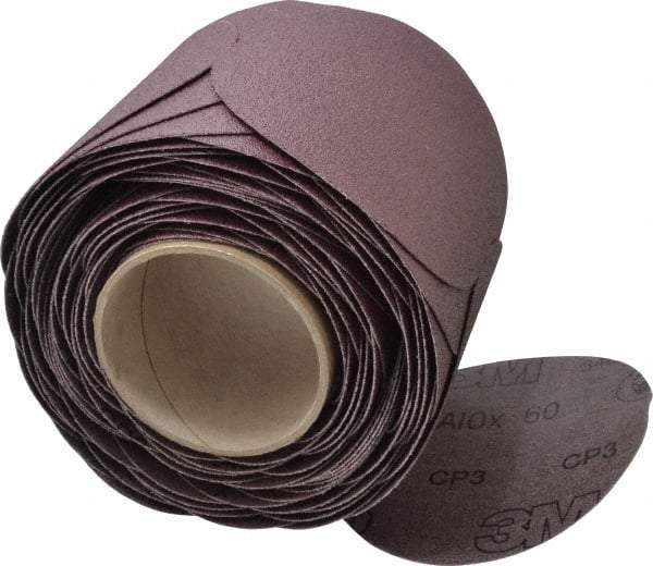 3M - 5" Diam, 60 Grit Aluminum Oxide Adhesive PSA Disc - Medium Grade, Brown, X Weighted Backing, Flexible, Use with Random Orbital Sanders - USA Tool & Supply