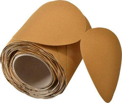 3M - 6" Diam, 120 Grit Aluminum Oxide Adhesive PSA Disc - Fine Grade, Gold, F Weighted Backing, Flexible, Use with Random Orbital Sanders - USA Tool & Supply