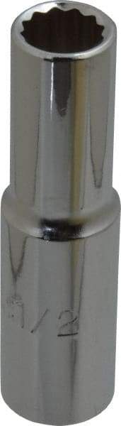 Proto - 1/2", 1/2" Drive, Deep Hand Socket - 12 Points, 3-1/4" OAL, Chrome Finish - USA Tool & Supply