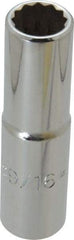 Proto - 9/16", 1/2" Drive, Deep Hand Socket - 12 Points, 3-1/4" OAL, Chrome Finish - USA Tool & Supply