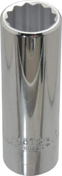 Proto - 3/4", 1/2" Drive, Deep Hand Socket - 12 Points, 3-1/4" OAL, Chrome Finish - USA Tool & Supply