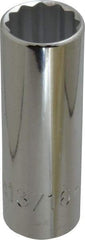 Proto - 13/16", 1/2" Drive, Deep Hand Socket - 12 Points, 3-1/4" OAL, Chrome Finish - USA Tool & Supply