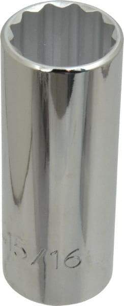 Proto - 15/16", 1/2" Drive, Deep Hand Socket - 12 Points, 3-1/4" OAL, Chrome Finish - USA Tool & Supply