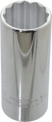 Proto - 1", 1/2" Drive, Deep Hand Socket - 12 Points, 3-1/4" OAL, Chrome Finish - USA Tool & Supply