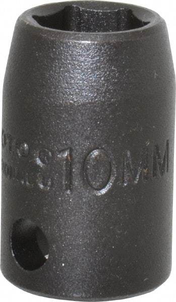 Proto - 3/8" Drive 10mm Standard Impact Socket - 6 Points, 1-1/32" OAL - USA Tool & Supply