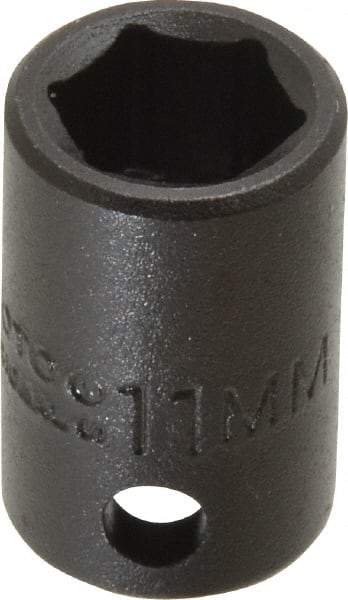 Proto - 3/8" Drive 11mm Standard Impact Socket - 6 Points, 1-1/32" OAL - USA Tool & Supply