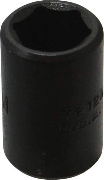 Proto - 3/8" Drive 12mm Standard Impact Socket - 6 Points, 1-1/32" OAL - USA Tool & Supply