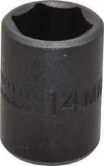 Proto - 3/8" Drive 14mm Standard Impact Socket - 6 Points, 1-3/32" OAL - USA Tool & Supply