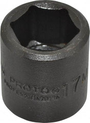 Proto - 3/8" Drive 17mm Standard Impact Socket - 6 Points, 1-3/32" OAL - USA Tool & Supply