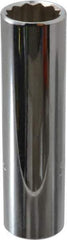 Proto - 1/2" Drive, Deep Hand Socket - 12 Points, 3-1/4" OAL, Chrome Finish - USA Tool & Supply