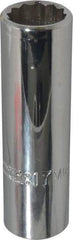 Proto - 1/2" Drive, Deep Hand Socket - 12 Points, 3-1/4" OAL, Chrome Finish - USA Tool & Supply