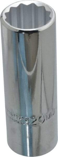 Proto - 1/2" Drive, Deep Hand Socket - 12 Points, 3-1/4" OAL, Chrome Finish - USA Tool & Supply