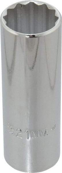 Proto - 1/2" Drive, Deep Hand Socket - 12 Points, 3-1/4" OAL, Chrome Finish - USA Tool & Supply