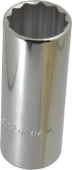 Proto - 1/2" Drive, Deep Hand Socket - 12 Points, 3-1/4" OAL, Chrome Finish - USA Tool & Supply