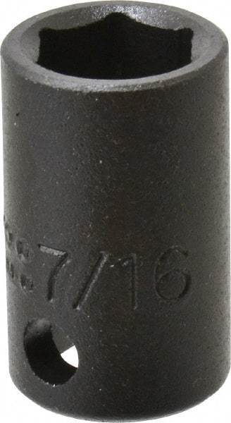 Proto - 3/8" Drive 7/16" Standard Impact Socket - 6 Points, 1-3/32" OAL - USA Tool & Supply
