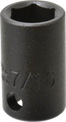 Proto - 3/8" Drive 7/16" Standard Impact Socket - 6 Points, 1-3/32" OAL - USA Tool & Supply