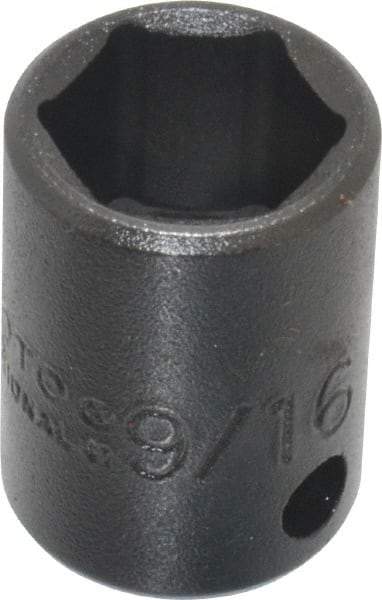 Proto - 3/8" Drive 9/16" Standard Impact Socket - 6 Points, 1-3/32" OAL - USA Tool & Supply