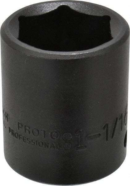 Proto - 1/2" Drive 1-1/16" Standard Impact Socket - 6 Points, 1-3/4" OAL - USA Tool & Supply
