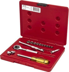 Proto - 15 Piece 1/4" Drive Socket Set - 6 Points, 3/16" to 9/16" Range, Inch Measurement Standard - USA Tool & Supply