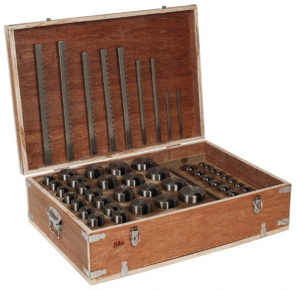 Value Collection - 75 Piece, 1/8 to 3/4" Keyway Width, Style B, C, D & E Keyway Broach Set - USA Tool & Supply