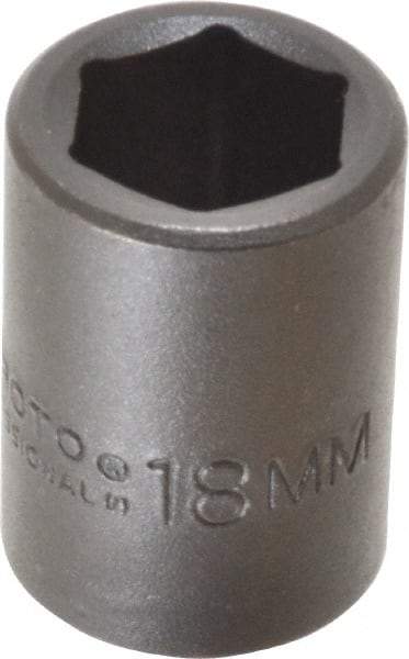 Proto - 1/2" Drive 18mm Standard Impact Socket - 6 Points, 1-1/2" OAL - USA Tool & Supply