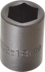 Proto - 1/2" Drive 18mm Standard Impact Socket - 6 Points, 1-1/2" OAL - USA Tool & Supply