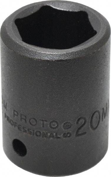 Proto - 1/2" Drive 20mm Standard Impact Socket - 6 Points, 1-39/64" OAL - USA Tool & Supply