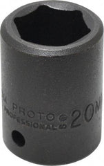 Proto - 1/2" Drive 20mm Standard Impact Socket - 6 Points, 1-39/64" OAL - USA Tool & Supply