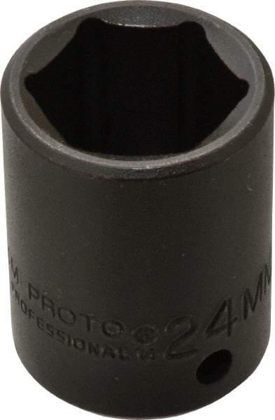 Proto - 1/2" Drive 24mm Standard Impact Socket - 6 Points, 1-39/64" OAL - USA Tool & Supply