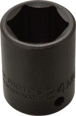 Proto - 1/2" Drive 24mm Standard Impact Socket - 6 Points, 1-39/64" OAL - USA Tool & Supply