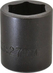 Proto - 1/2" Drive 27mm Standard Impact Socket - 6 Points, 2" OAL - USA Tool & Supply