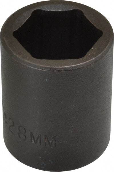 Proto - 1/2" Drive 28mm Standard Impact Socket - 6 Points, 2" OAL - USA Tool & Supply