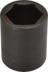 Proto - 1/2" Drive 28mm Standard Impact Socket - 6 Points, 2" OAL - USA Tool & Supply