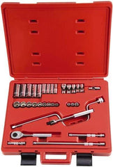 Proto - 33 Piece 3/8" Drive Socket Set - 6, 8, 12 Points, 1/4" to 7/8" Range, Inch Measurement Standard - USA Tool & Supply